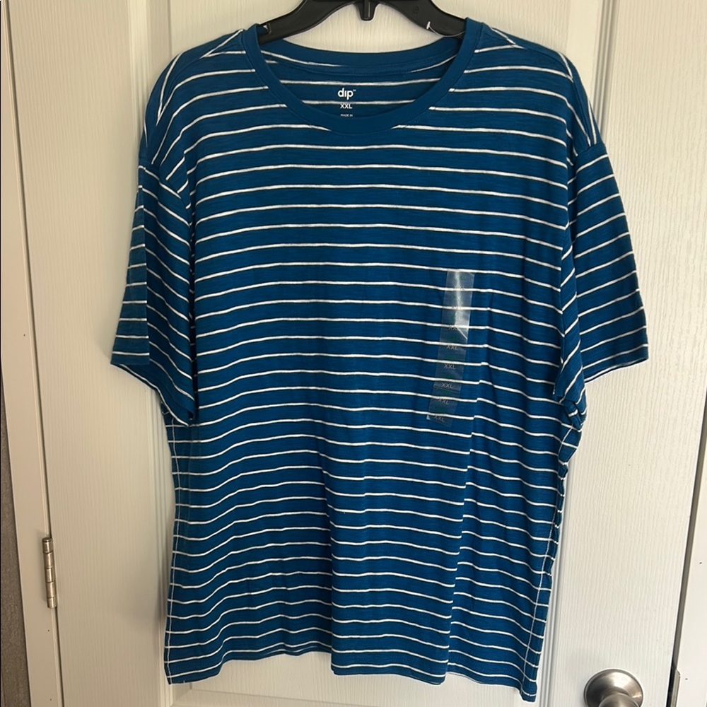 Dip Short Sleeve Blue and White Striped Tee